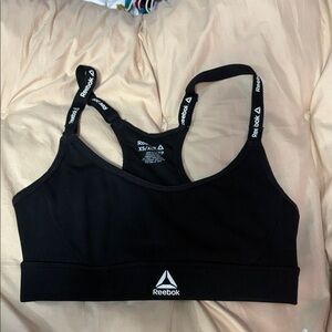 Reebok Black Racerback Sports Bra with Logo Straps